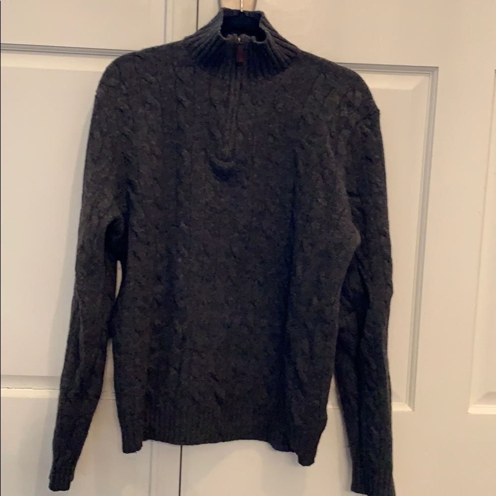 POLO by Ralph Lauren grey wool zip neck sweater XL